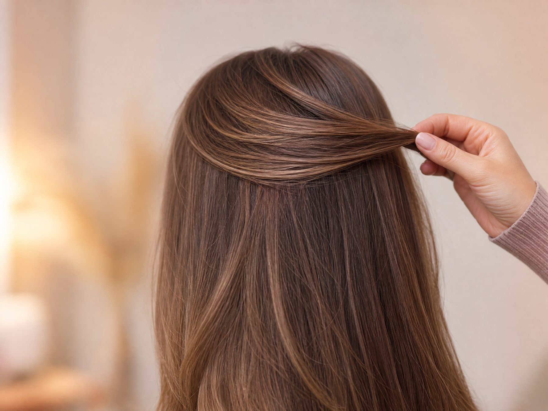 Natürlich fallende Haarpartie als Sinnbild für zurückhaltende Übergänge bei feinem Haar